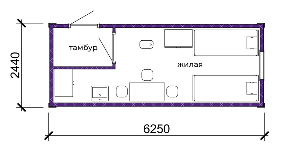 Жилой бытовой модуль 15,25 м2